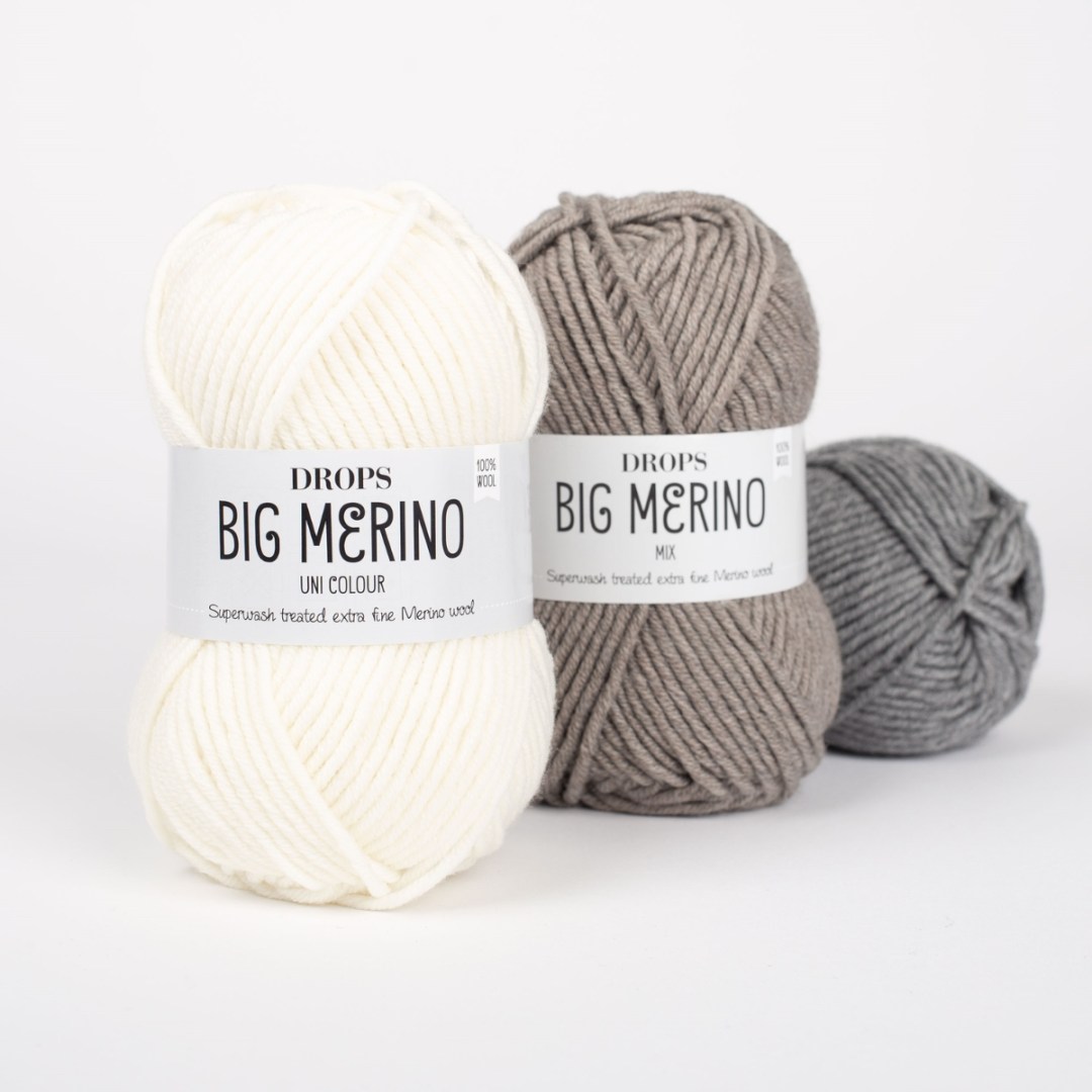 Το DROPS Big Merino είναι η συνέχεια του DROPS Merino Extra Fine, που αποτελείται από πολύ λεπτές ίνες μαλλιού μερινός από ζώα ελευθέρας βοσκής στη Νότια Αμερική.
