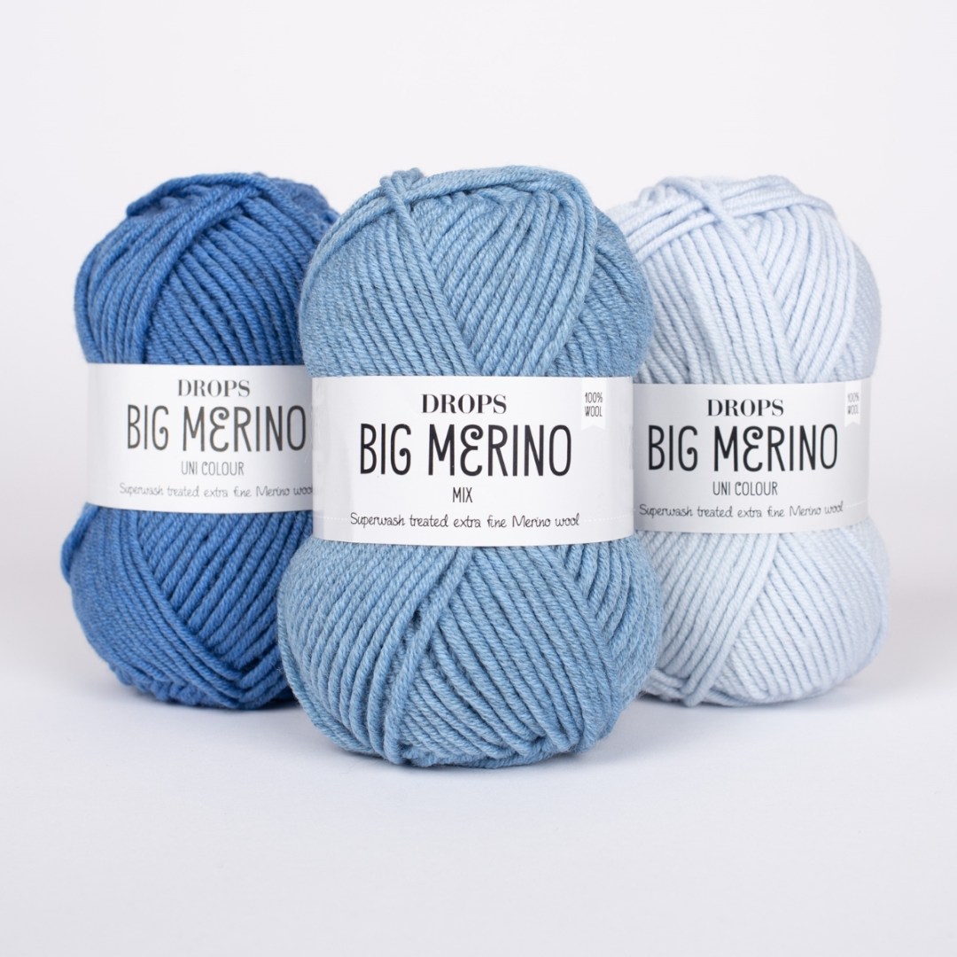 Το DROPS Big Merino είναι η συνέχεια του DROPS Merino Extra Fine, που αποτελείται από πολύ λεπτές ίνες μαλλιού μερινός από ζώα ελευθέρας βοσκής στη Νότια Αμερική.