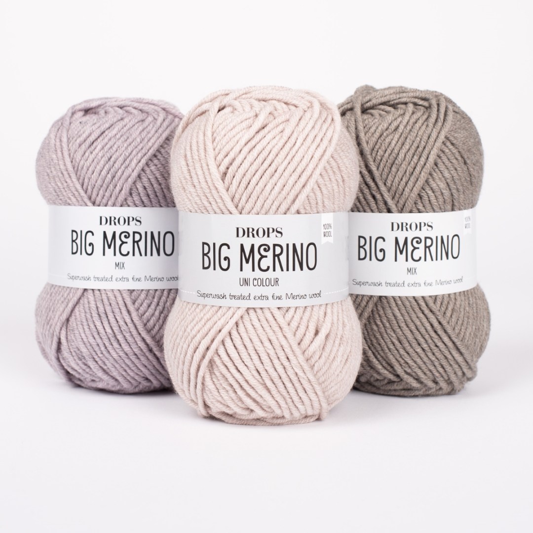 Το DROPS Big Merino είναι η συνέχεια του DROPS Merino Extra Fine, που αποτελείται από πολύ λεπτές ίνες μαλλιού μερινός από ζώα ελευθέρας βοσκής στη Νότια Αμερική.