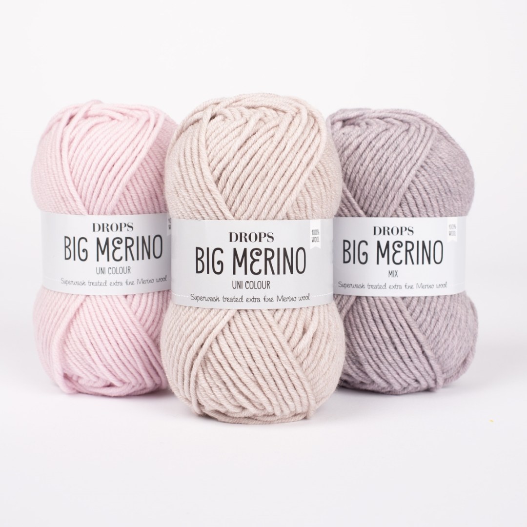 Το DROPS Big Merino είναι η συνέχεια του DROPS Merino Extra Fine, που αποτελείται από πολύ λεπτές ίνες μαλλιού μερινός από ζώα ελευθέρας βοσκής στη Νότια Αμερική.