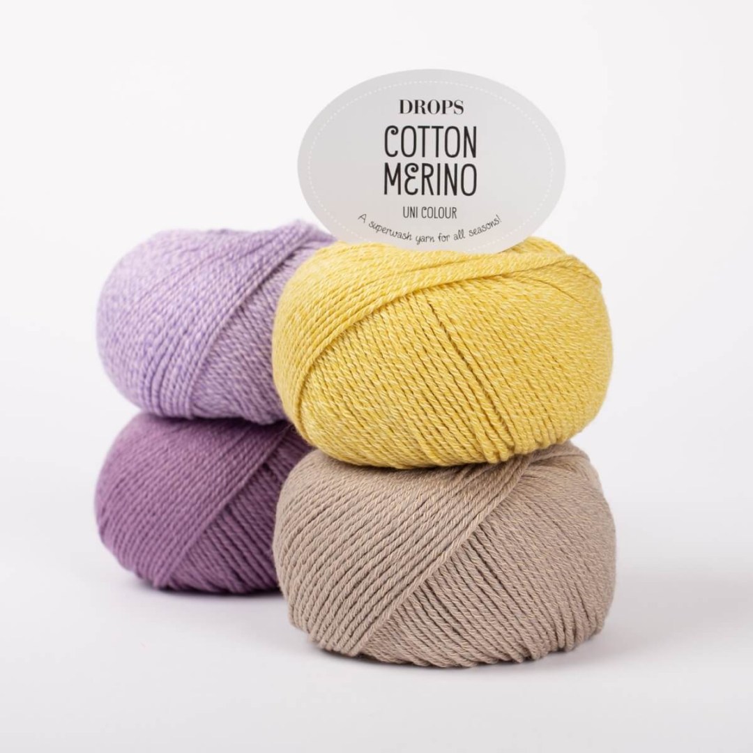 Το DROPS Cotton Merino είναι ένας συνδυασμός εξαιρετικά λεπτών ινών μερινό και μακριών βαμβακερών ινών.