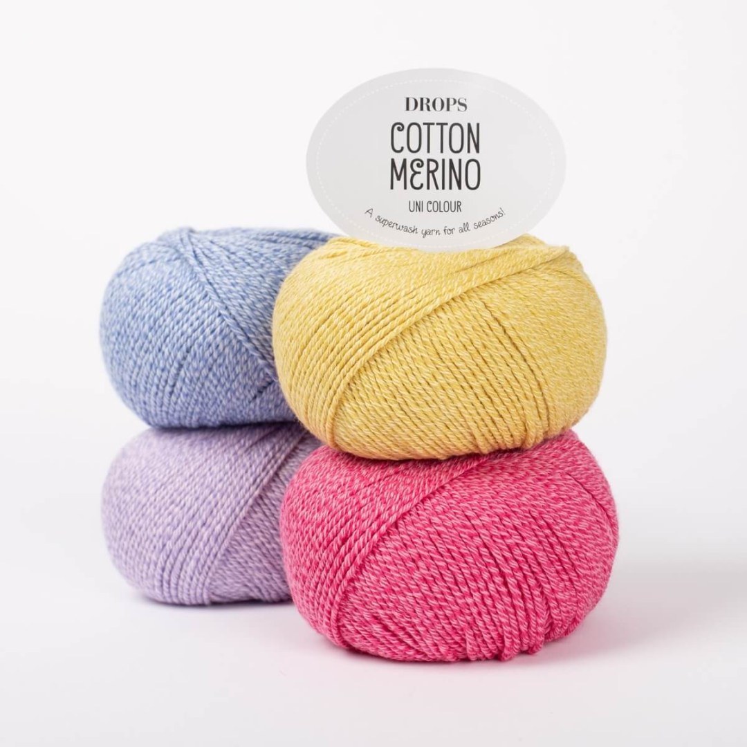 Το DROPS Cotton Merino είναι ένας συνδυασμός εξαιρετικά λεπτών ινών μερινό και μακριών βαμβακερών ινών.