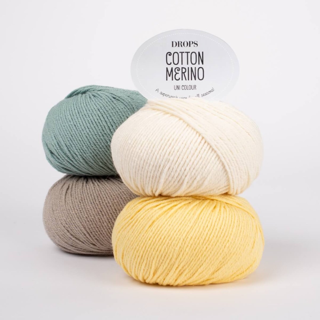 Το DROPS Cotton Merino είναι ένας συνδυασμός εξαιρετικά λεπτών ινών μερινό και μακριών βαμβακερών ινών.
